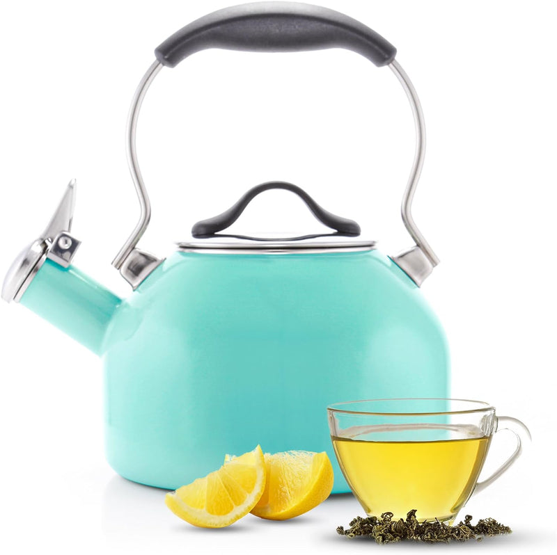 Chantal 1.8 QT Kettle, Oolong Series, Premium Enamel on Carbon Steel, Whistling, Even Heating & Quick Boil (Marigold)