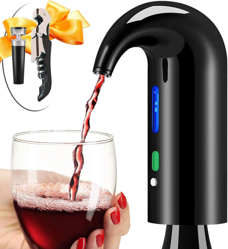 Electric Wine Aerator Pourer, Wine Decanter Pump Dispenser Set Stopper Multi-Smart Automatic Filter Wine Dispenser - Premium Aerating Pourer and Decanter Spout - wine preserver(Lucky red)