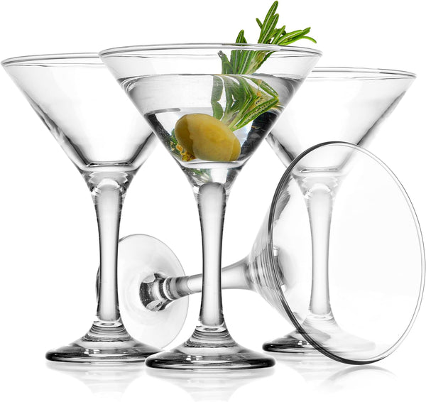 Glaver's Martini Glasses Set of 4 Cocktail Glasses, 6 Ounce Premium Strong Lead-Free Glass, Stemmed Margarita Glasses, For Bar, Martini, And More Dishwasher Safe