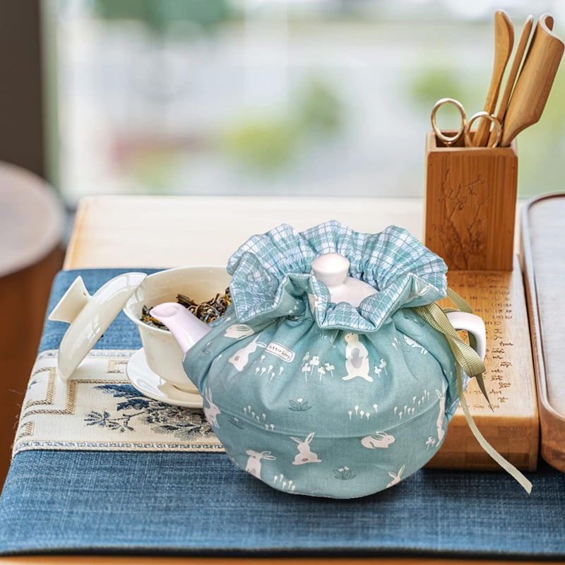 Kichvoe Tea Cosy Rabbit Printed Insulated Teapot Cover Keep Warm Tea Kettle Quilt for Home Kitchen Table Hotel Tea Party