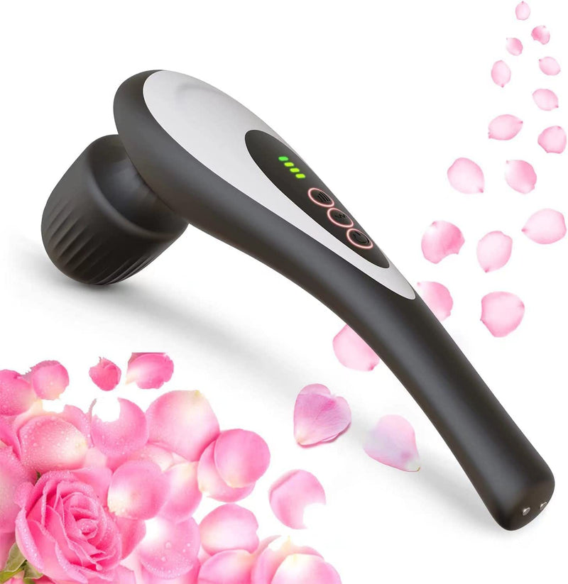 Personal Handheld Vibrating Massager-Cordless Electric Muscle Deep Tissue Massager for Neck Back Shoulder Foot, Portable Seven Wand Massager for Full Body (Black)