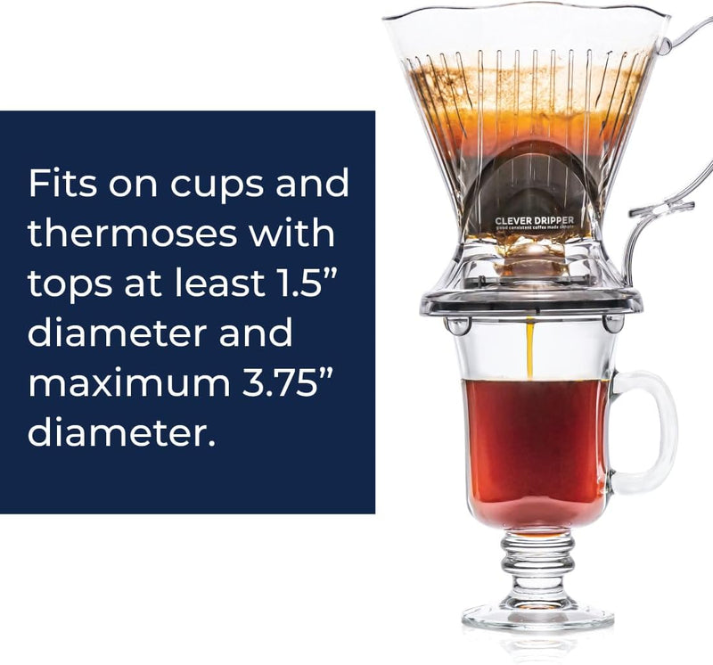 Clever Coffee Dripper and Filters, Large 18 oz, Original Classic Design, Safe BPA Free Plastic, dripper coffee maker, drip coffee maker pour over, 100 filters, coaster and lid