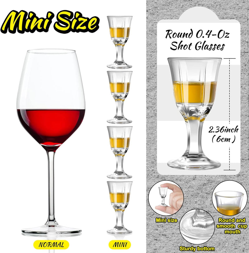 CHENGU 12 Pieces Mini Size 0.4 oz Shot Glasses Cordial Shot Glasses Clear Cordial Glasses Mini Wine Glasses Tequila Shot Glasses with Base Whiskey Shot Glass Set Spirit Glasses Cute Shot Glasses