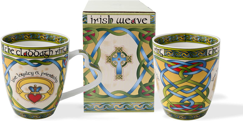 Royal Tara Irish Claddagh Mug Set of Two with Irish Box,Capacity per cup is 380 ml/13 fl oz