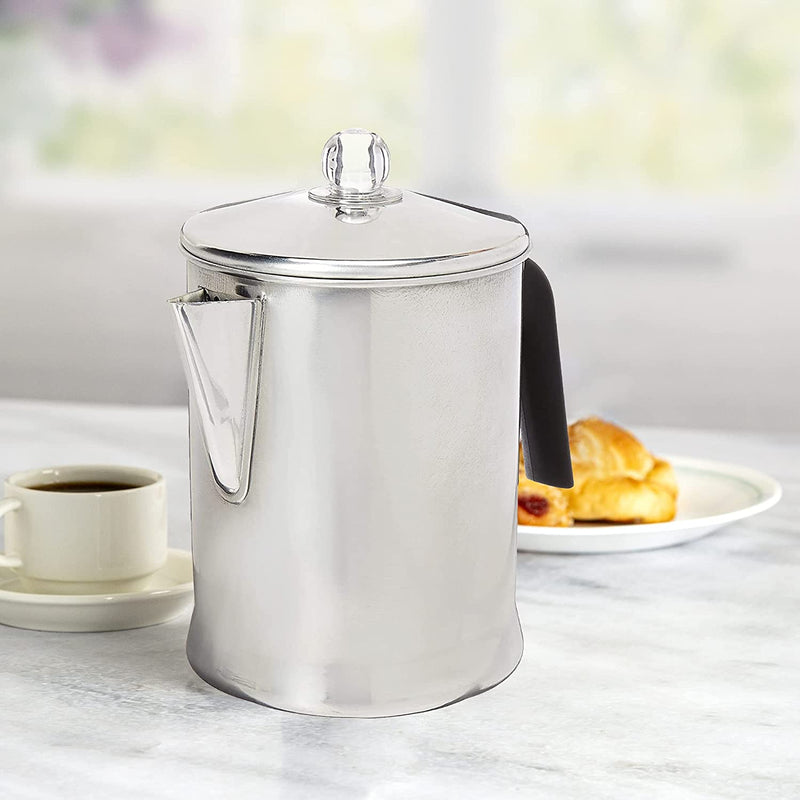 Primula Today Aluminum Stove Top Percolator Maker Durable, Brew Coffee On Stovetop, 9 Cup, Silver