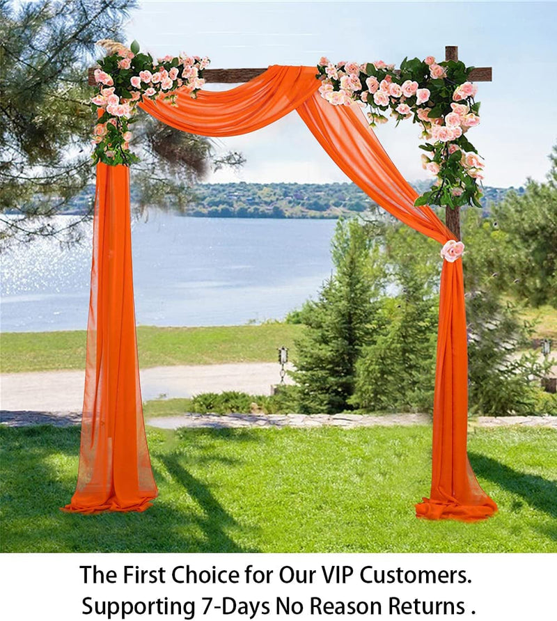 Chiffon Wedding Arch Draping Fabric - Orange 29 X19Ft 2 Panels Tulle Fabric Set
