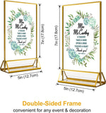 Acrylic Gold Sign Holders, 5X7 Clear Picture Frames with Gold Borders and Vertical Stand, Double Sided Table Menu Display Stand for Restaurant Signs, Wedding Table Numbers, Photos Display - 6 Pack