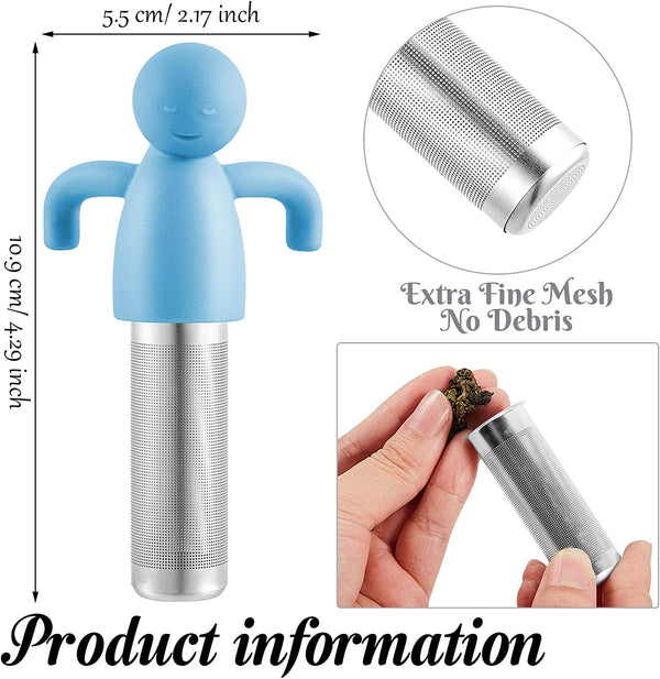 2 Pieces Tea Infuser for Loose Tea Cute Fine Mesh Tea Strainer Stainless Steel Tea Filter Ball Tea Diffuser Steeper for Teacups Teapots (Blue, Gray)