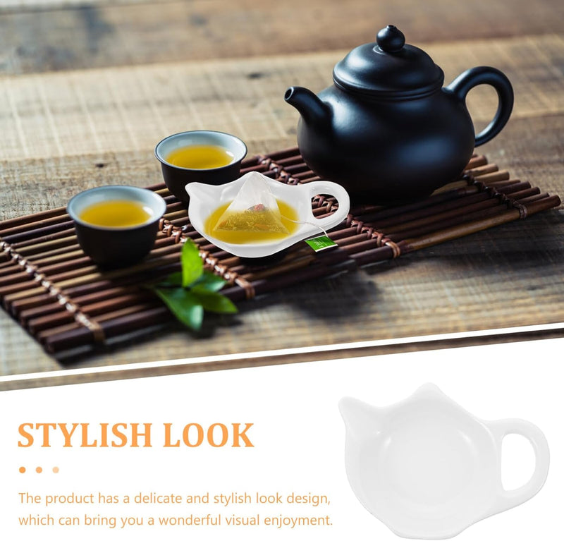 Cabilock 4pcs Teabag Holder Tea Bag Plate Decorative Ceramic Teabag Tray Delicate Teabag Dish Seasoning Dishes Soy Dipping Bowls Spoon Rests