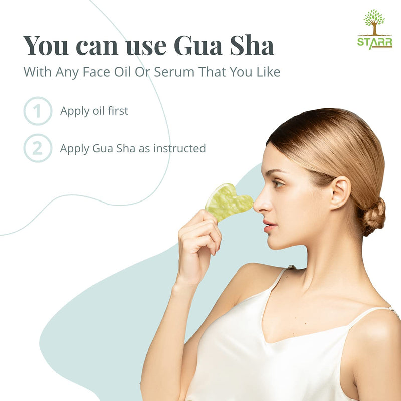 STARR-GIA Certified 100% Xiuyan Jade Gua Sha Massage Tool-Face Massager Reduces Puffiness-Gua Sha Facial Tools Promotes Blood Flow-Easy to Hold Face Sculpting Tool-Trigger Point Acupuncture