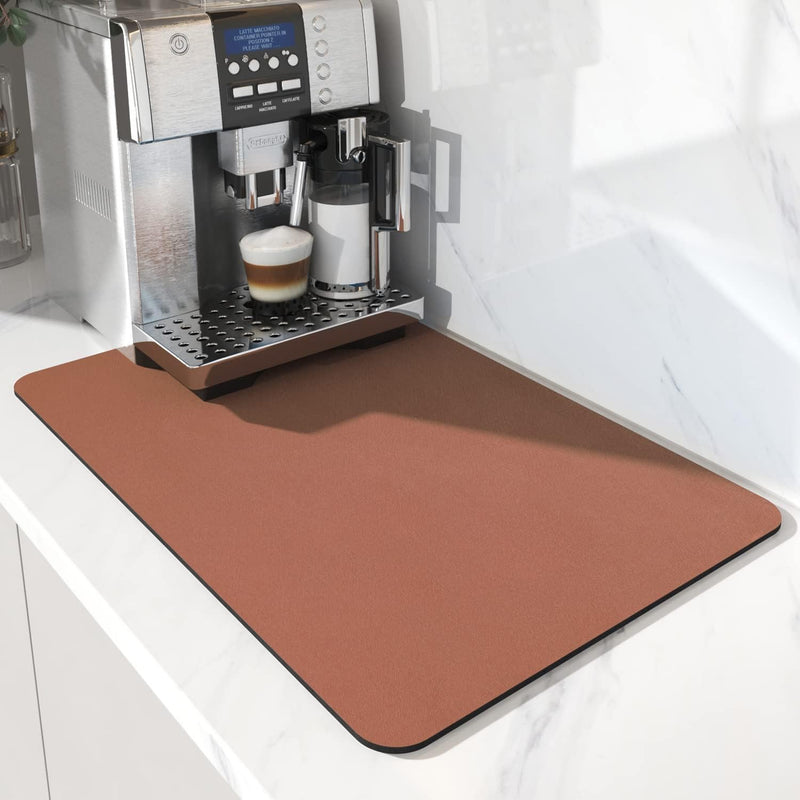 AMOAMI-Coffee Mat Hide Stain Rubber Backed Absorbent Dish Drying Mat for Kitchen Counter-Coffee Bar Accessories Fit Under Coffee Maker Coffee Machine Coffee Pot Espresso Machine Dish Rack