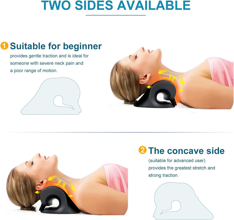 Neck Stretcher Neck Pain Relief Heated Cervical Traction Device Pillow with Graphene Heating Pad Neck Massager Neck Hump Corrector for TMJ Pain Relief and Spine Alignment