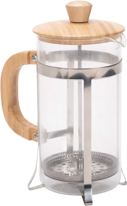 Elanze Designs Natural Grain 1 Liter Large Glass and Bamboo French Press Coffee and Loose Leaf Tea Maker