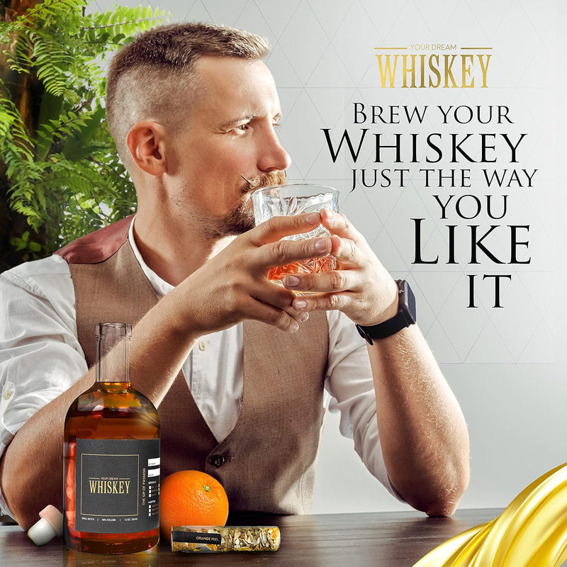Whiskey Gifts for Men - Whiskey Making Kit - Whiskey Infusion Kit Gift Sets Men with Bottles, Wood Chips, Botanicals, Whiskey Stones - Whiskey Set - Husband Birthday Gift, Bourbon Kit Mens Gift Set
