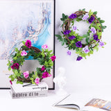 3PCS/23.7FT Artificial Rose Flower Garland, Fake Vines Silk Floral Hanging Plant for Wedding Arch Decorations Room Party Home Garden Hotel Office Wall Decor (Purple)