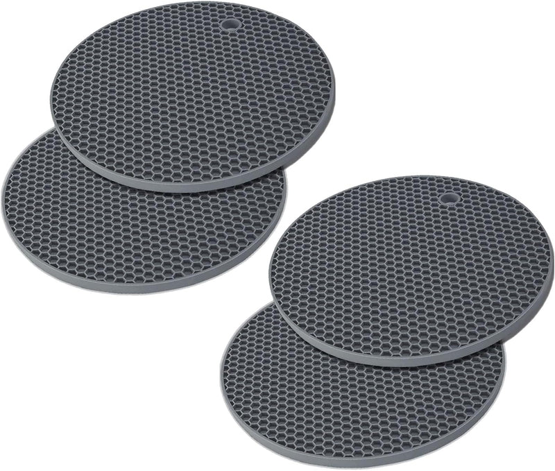 TENOC Silicone Trivet Mats for Hot Pots & Pans, Heat Resistant Pot Holder, Non-Slip Hot Pads for Dishes & Cookware, Multipurpose Kitchen Table Teapot Coaster, 7.1 Inch, 1 Pcs, Black