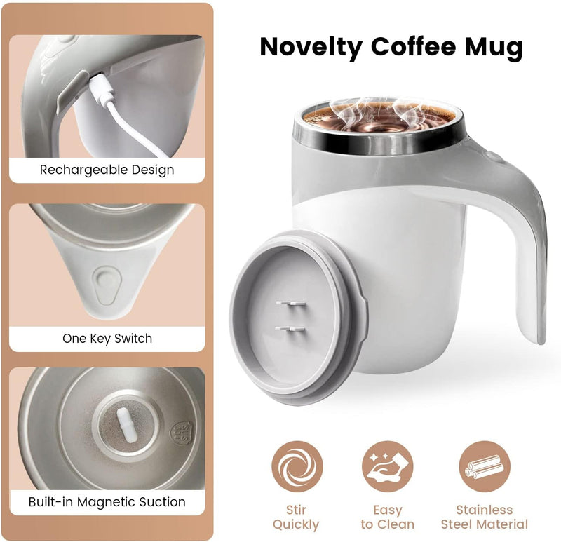 BTRICL Self Stirring Coffee Mug, Electric Self Mixing Mug Automatic Magnetic Coffee Cup, Rechargeable 380ML Stainless Steel Mug for Coffee Milk Cocoa Tea Hot Chocolate