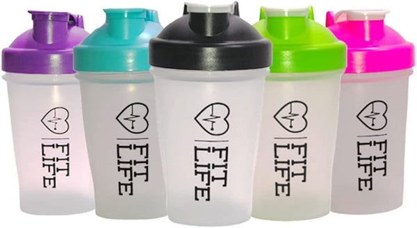 Fit Life Shaker Bottle Classic 13.5oz/400ml Shaker Bottle for Protein Mixes, Water Bottle & Pre Workout Bottle Blender Mixer Cup, Dishwasher Safe & Leak Proof (Blue)