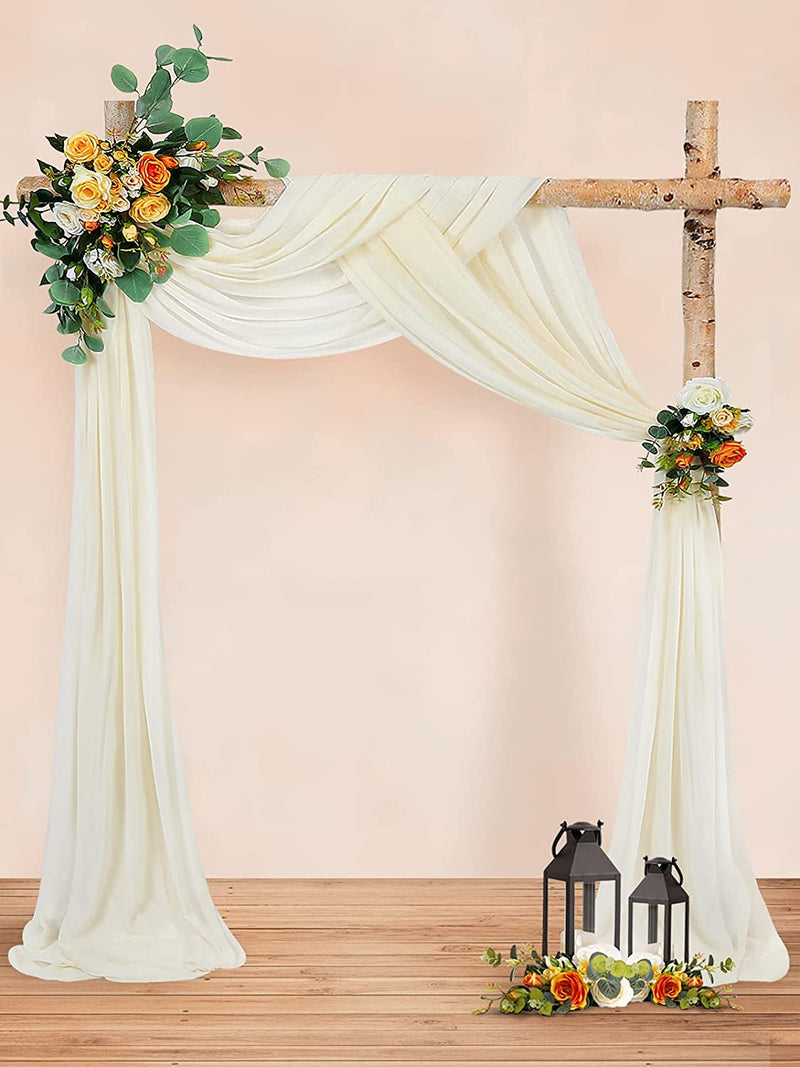 Wedding Arch Drapes - 2 Panels 6 Yards - Chiffon Fabric for Decorations - IvoryIvory