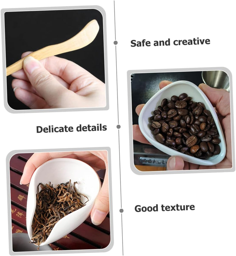 SOLUSTRE 2 Sets Coffee Bean Display Tray Dessert Tray Coffee kit Coffee Container Niche Zero Tea Ceremony Utensils Ceramic Spoon Rests Small Scoop Tea Dispensing Cup Tea Accessories Office