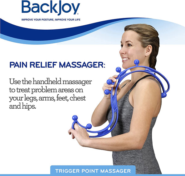 BackJoy Trigger Point Massager Tool, Handheld Massage Stick, Collapsible, Pain & Stress Relief for Muscles in Back, Neck, Feet & Body