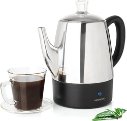 Mixpresso Electric Percolator Coffee Pot, Stainless Steel Coffee Maker, Percolator Electric Pot - 4 Cups Stainless Steel Percolator With Coffee Basket