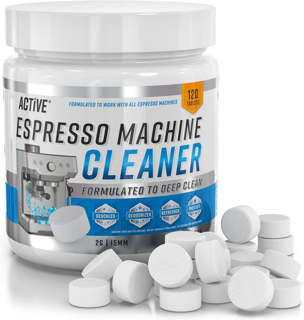 Espresso Machine Cleaning Tablets Descaling - 120 Tabs | Compatible with Breville Barista Express, Gaggia, Delonghi, Jura, Philips | Expresso Maker Backflush Oil Remover Solution Cleaner Clean Tablet