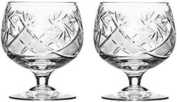 Set of 2 Hand Made Vintage Crystal Glasses, Brandy & Cognac Snifter, Old-Fashioned Glassware