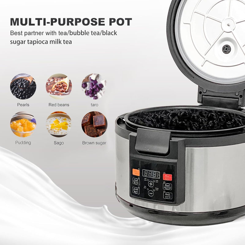 Mvckyi Commercial Tapioca Boba Cooker Pearl Maker, 16L Automatic Non-Stick Pearl Maker with Button Operation, Boba Bubble Tea Cooker Equipment for Boba Tea Sago Pearl Milk Tea Machine, 110V 2200W