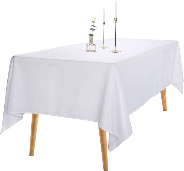 12-Pack White Polyester Tablecloths - for 60x102 Inch Rectangular Tables 6ft - Weddings Banquets Restaurants Parties