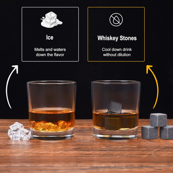 Whiskey Gifts for Men Dad Guy, Whiskey Stones, Stocking Stuffers for Men, Unique Anniversary Birthday Gift Ideas for Him Boyfriend Husband Grandpa, Bar Accessories Cool Stuff Bourbon Gifts for Men