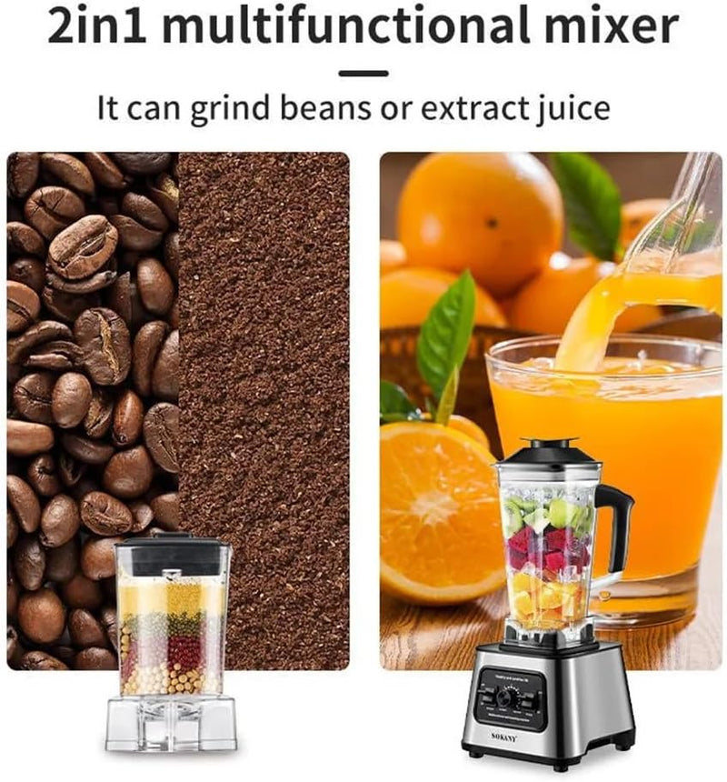 Sokany SK-999 Multi Purpose Blender 6000W High Power 2 in 1 Cup Food Processor, Ice Crusher