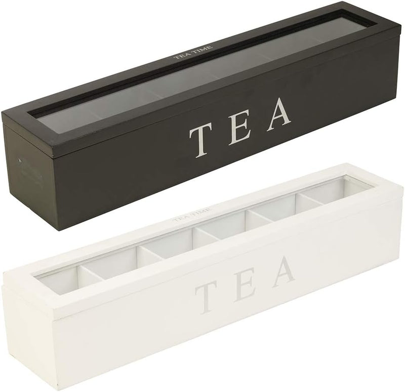 Tea Storage Chest, Wooden Tea Storage Box Coffee Tea Bag Storage Box Sugar Packet Storage Box Storage Container for Home Apartment Office Hotel (Black)