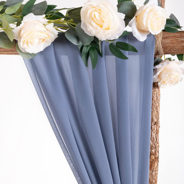 Dusty Blue Chiffon Wedding Arch Drapes - 2 Panels 6 Yards - Solid Backdrop Decor for Weddings