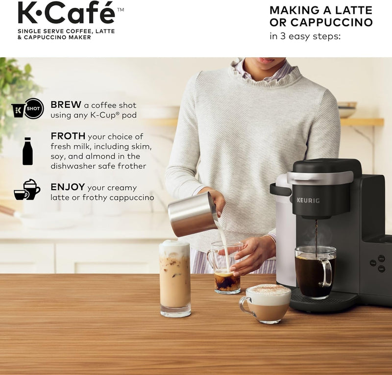 Keurig K-Cafe Single Serve K-Cup Coffee, Latte and Cappuccino Maker, Dark Charcoal