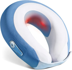 mory Neck Massager with Heat, Heated Electric Neck Massager Pillow for Pain Relief Deep Tissue,4D Rechargeable Cervical Kneading Massage Cushion Pillow for Home Office Travel Christmas Gift Blue