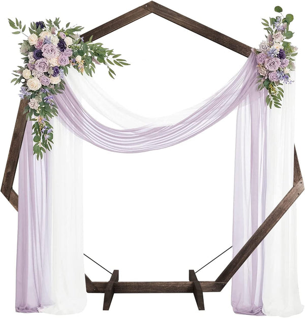 72FT Heptagonal Wooden Wedding Arch for Weddings and Parties - IndoorOutdoor Decor