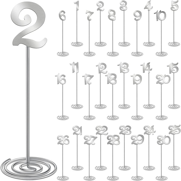 Silver Metal Table Numbers - Set of 30 for Weddings - 12 Inches