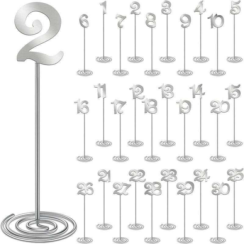 Silver Metal Table Numbers - Set of 30 for Weddings - 12 Inches