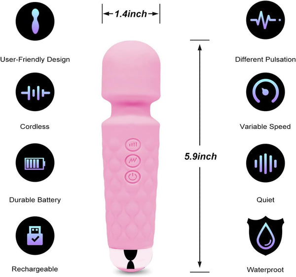 KASASS Adult Sex Toys Mini Vibrator for Women Personal Wand Massager Women Vibrators - Quiet Female G Spot Clit Vibrator with 8 Speeds & 20 Patterns, Rechargeable & Waterproof Sex Toys for Couples