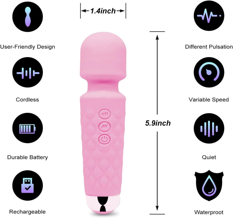 KASASS Adult Sex Toys Mini Vibrator for Women Personal Wand Massager Women Vibrators - Quiet Female G Spot Clit Vibrator with 8 Speeds & 20 Patterns, Rechargeable & Waterproof Sex Toys for Couples