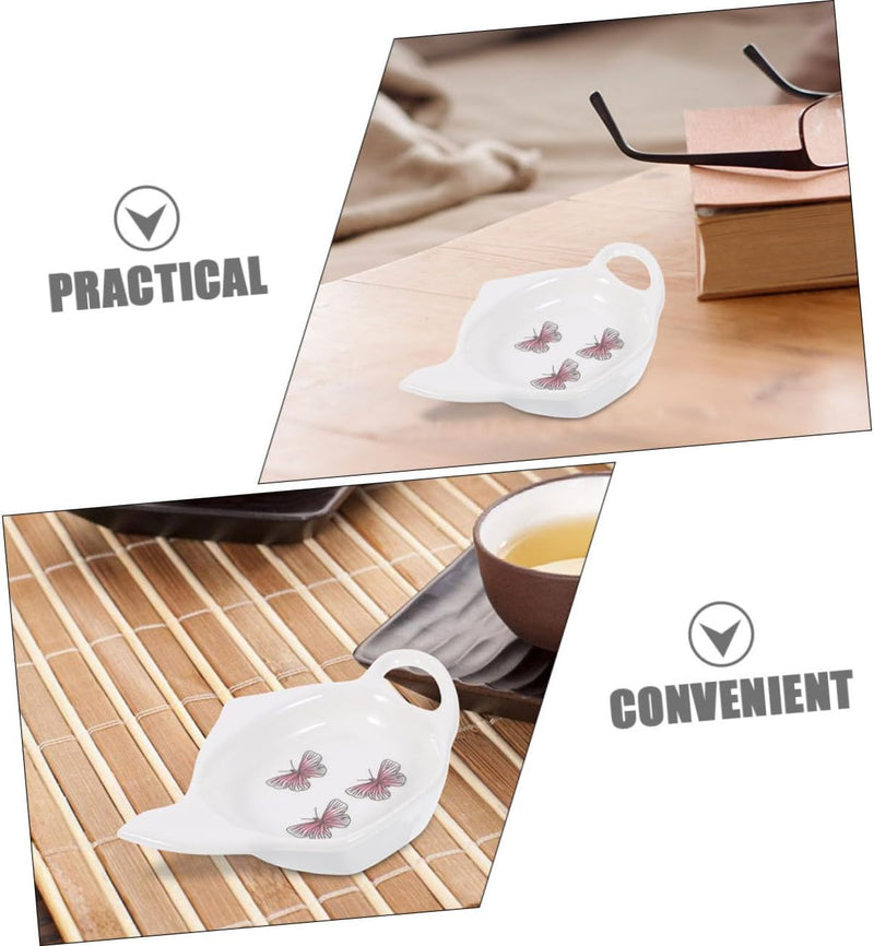 MAGICLULU 2pcs Tea Bag Saucer Porcelain Tea Bags Holder Ceramic Side Dishes Snack Bowls Ceramic Tea Bag Coaster Soy Sauce Cup Side Dish Bowl Condiment Cup Decor Ceramics Appetizer Delicate