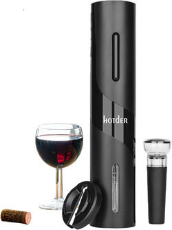 Hotder Electric Wine Opener,Electric Wine Bottle Opener,Battery Operated Wine Opener with Electric Corkscrew,Foil Cutter,Wine Stopper,Bottle Opener Gift Set for Home Party Wedding Father’s Day Gifts