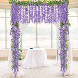 2Pcs 5.9Ft/Piece Wisteria Garlands Artificial Wisteria Vines Hanging Flower Vines Rattan Silk Flower Garland for Decoration Wedding Arch Table Backdrop (Purple, 2)