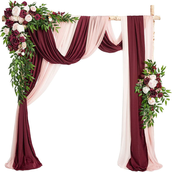Marsala Arch Flower and Drapes Wedding Kit - 5-Piece Set