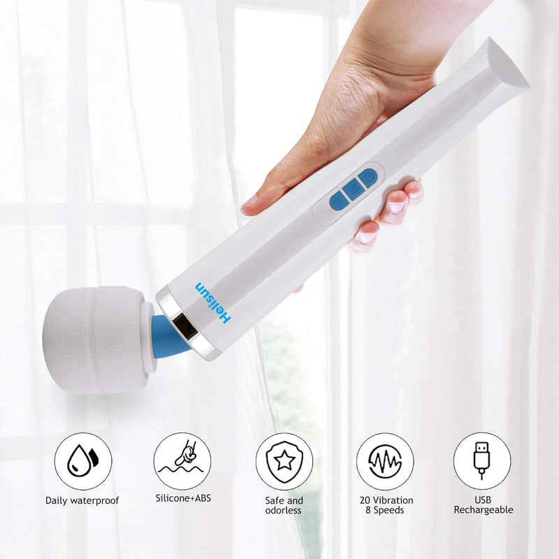 Magic Massager Rechargeable Cordless Wand Massager USB Charging 8 Speeds and 20 Frequencies Handheld Electric Back Massagers for Neck and Back Quiet