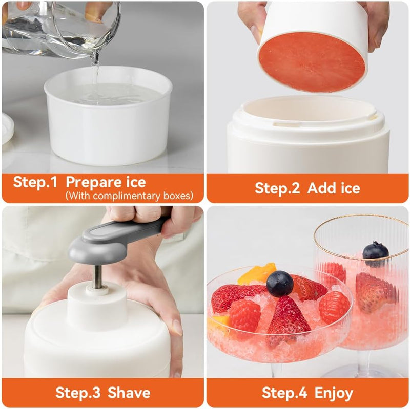 KEOUKE Manual Ice Shaver Portable Snow Cone Machine Shaved Ice Maker Ice Crusher with 3 Free Ice Boxes