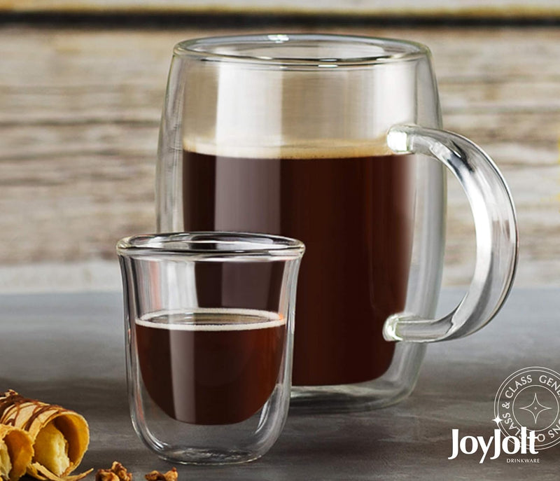 JoyJolt Javaah Double Walled Espresso Glasses Espresso Cups (Set of 2)- 2-Ounces