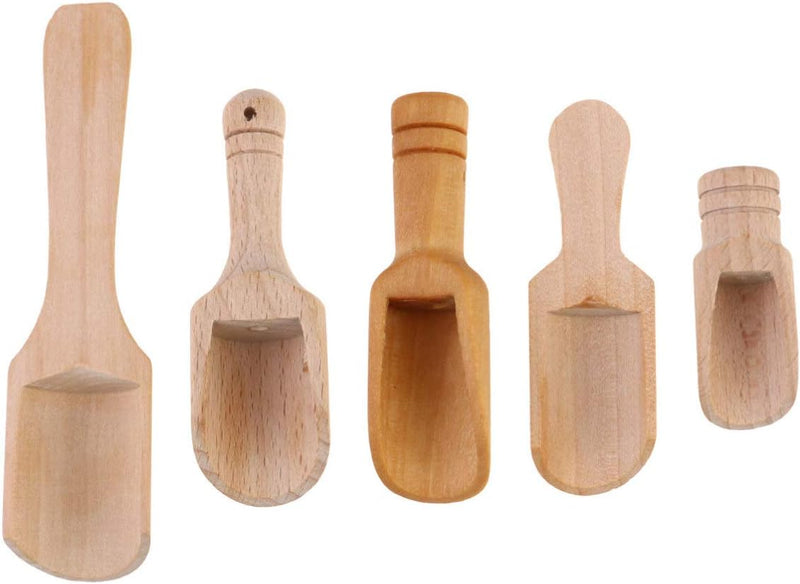 5Pcs Wood Tea Scoop Ground Coffee Scoops Salt Shovels Bamboo Wooden Salt Spoon for Restaurant Shop Hotel