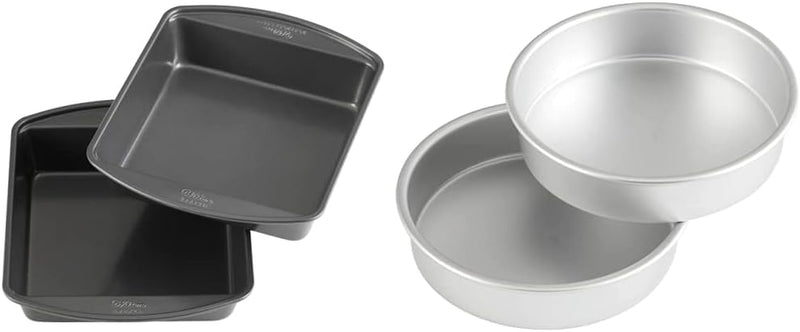 Wilton Perfect Results Premium Non-Stick 8-Inch Square Cake Pans, Set of 2, Steel Bakeware Set